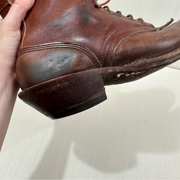 Whites Boots vintage brown distressed leather boots lace up western logger - Picture 5 of 16